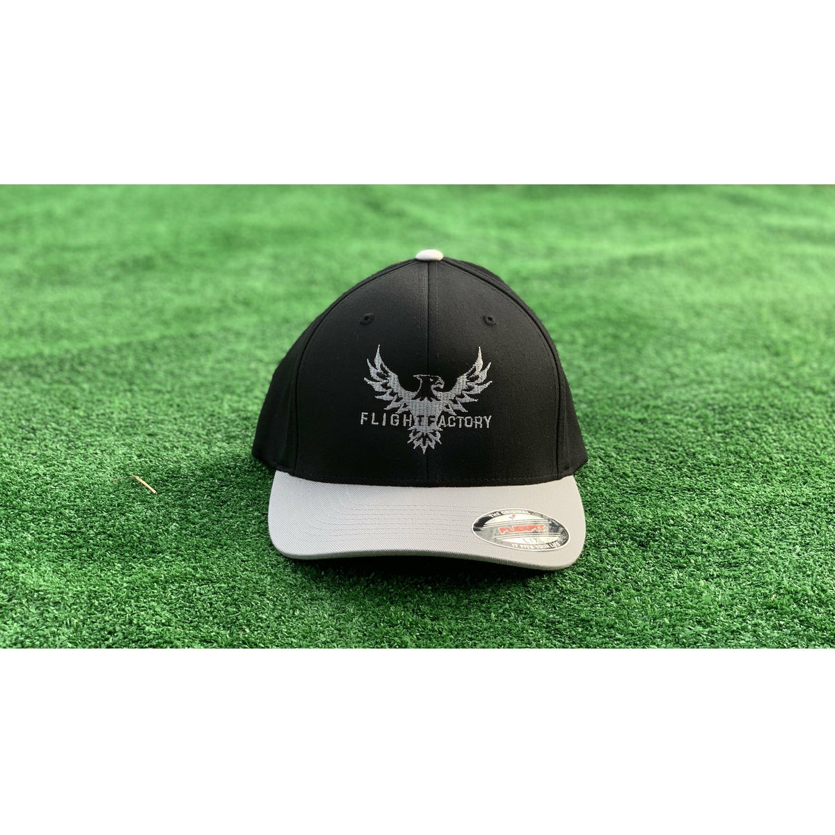 Flight Factory Black and Silver Flexfit Hats